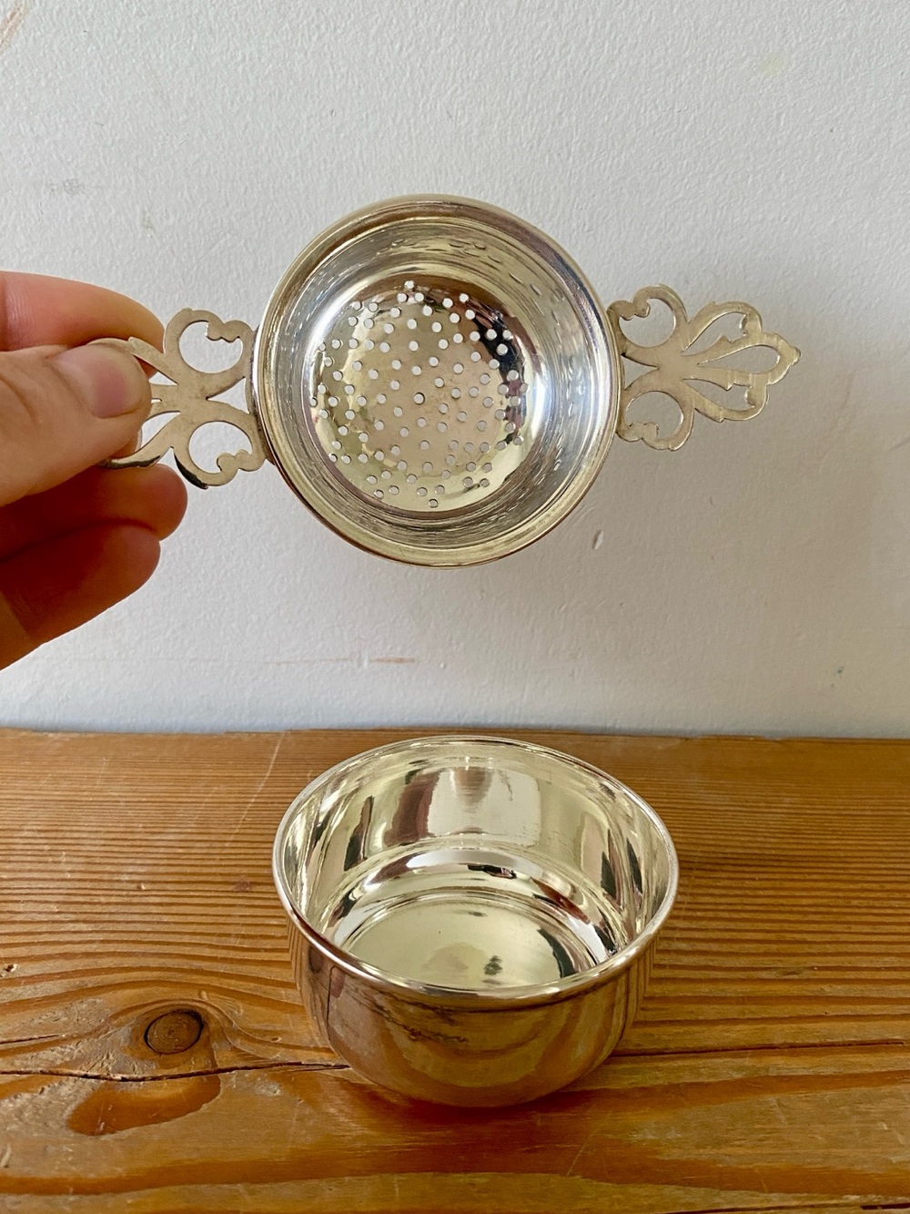 Antique Birks EPNS Tea Strainer Steeper Matching Dish